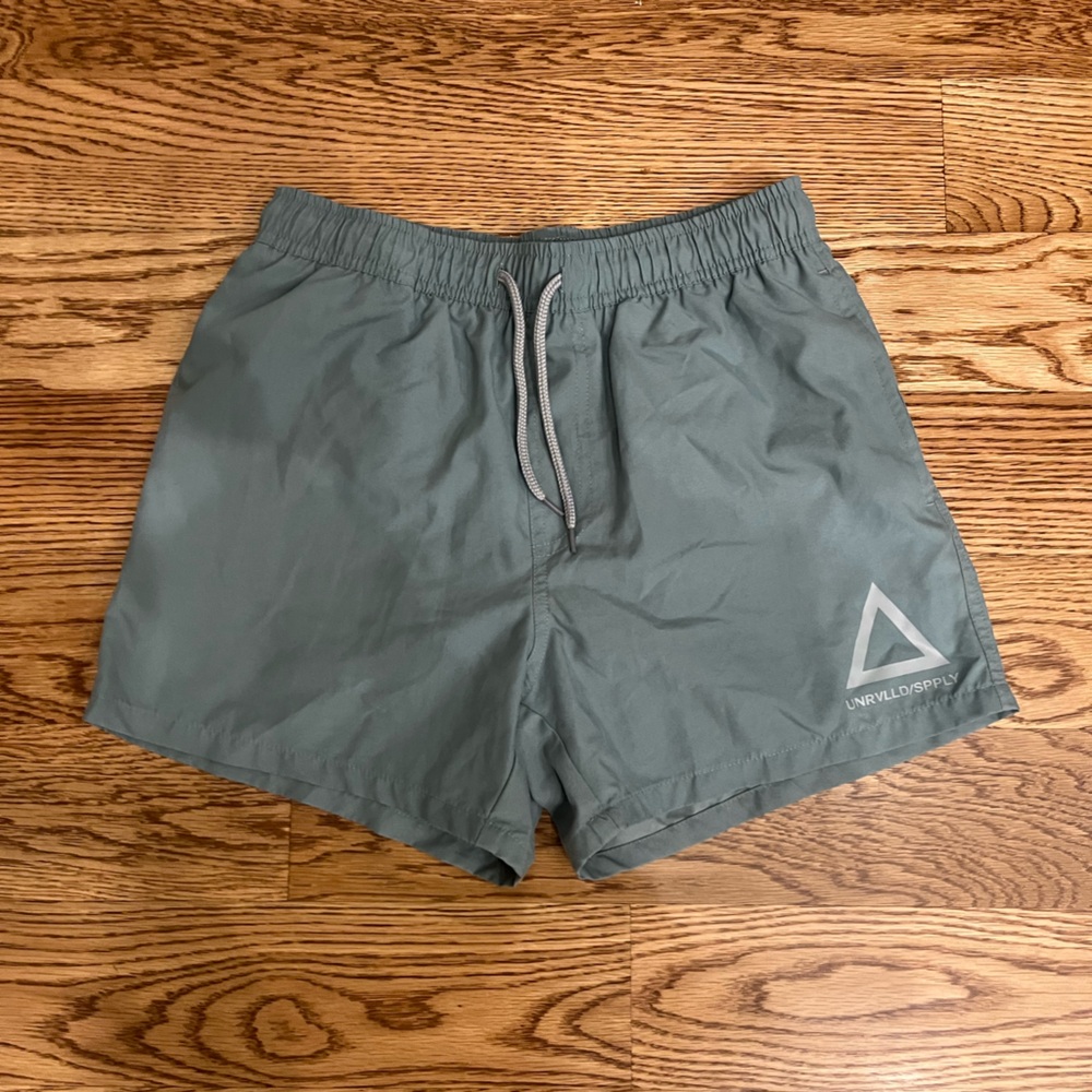 Swim Trunks Green Drawstring Athletic Shorts Small